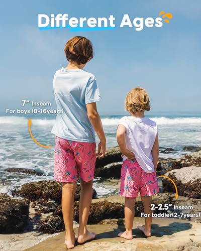 maamgic Boys Swim Trunks with Compression Liner Toddler Stretch Swim Shorts