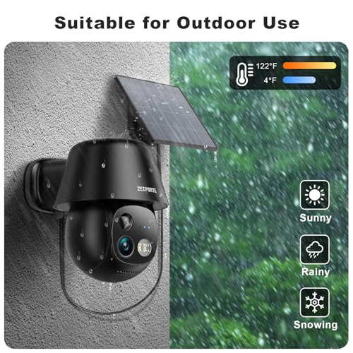Solar Security Cameras Wireless Outdoor, 2K Pan/Tilt 360° View Solar/Battery Powered WiFi Cameras for Home Security with A...