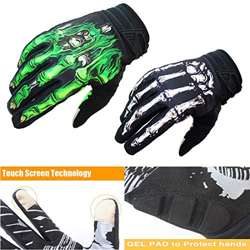 BRZSACR Skeleton Cycling Gloves Motorcycles Gloves Off-Road Vehicle MTB, Bicycle Gloves Shock Absorption Non-Slip Touch Sc...