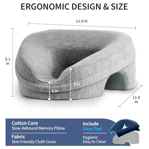 Face Down Pillow Massage Headrest for Bed, Stomach Sleeping Pillow, Face Cradle, BBL Pillow After Surgery Post Eye Surgery...