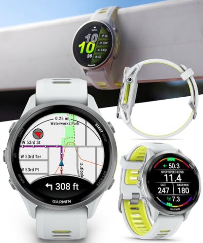 Garmin Forerunner 955, GPS Running Smartwatch, Tailored to Triathletes, Long-Lasting Battery, Whitestone with Wearable4U W...