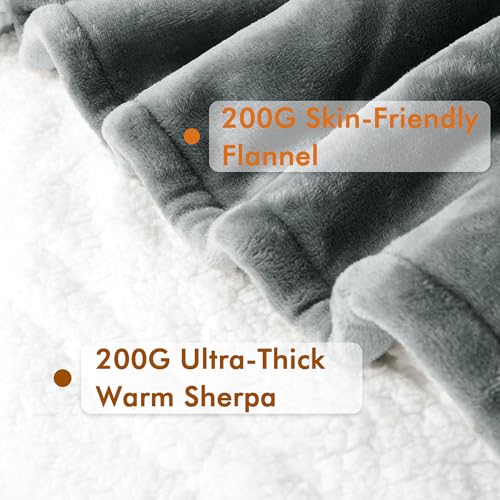 Tirrinia Heated Blanket, Wearable Electric Blanket, Sherpa Heating Blanket, Electric Throw Blanket for 5 Heating Levels, G...