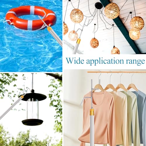 Clothes Hook Pole,29-71 Inch Adjustable Extension with Hook Bar.Suitable for Clothes Hanger Rod, Christmas light, Hanging ...