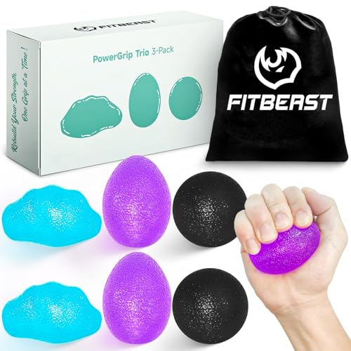 FitBeast Stress Balls for Adults, Hand Exercise Balls 6 Pack, Stress Relief & Grip Strength Trainer, Squishy Balls & Squee...