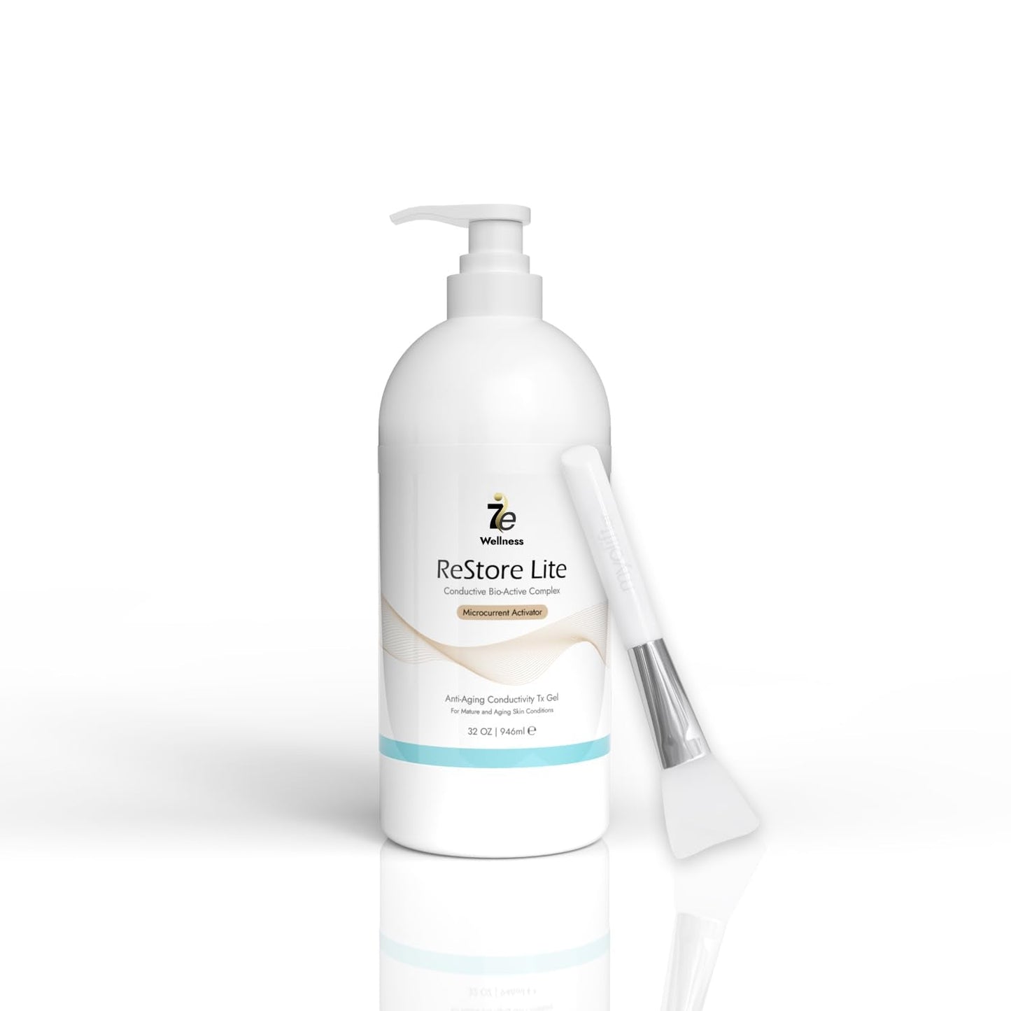 7E Wellness Myolift Restore Lite Gel- 32oz - Conductive Gel for Beauty & Skincare, Microcurrent, Face Mask Brush - 32oz / 1L