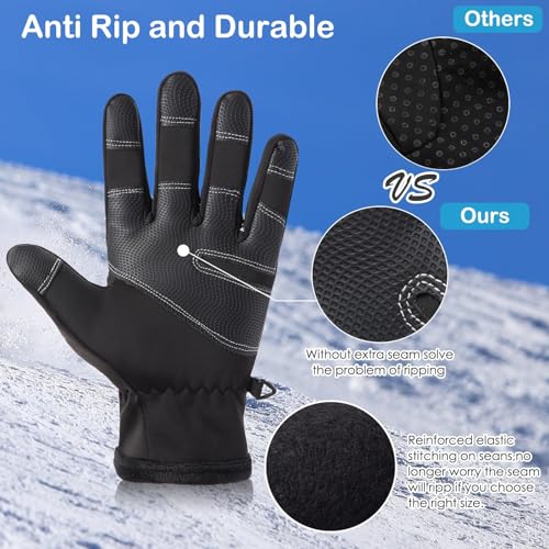 GORELOX Winter Warm Gloves,Touchscreen Cold Weather Driving Gloves Windproof Anti-Slip Sports Gloves for Cycling Running S...