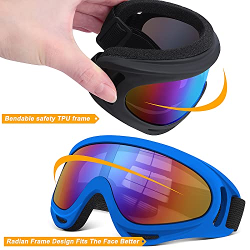 OXG 5 Pairs Motorcycle Goggles for Youth Men Women, ATV Ski Goggles Anti-UV Dustproof Windproof Dirt Bike Goggles Fit Helmet