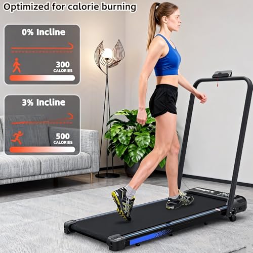 3 in 1 Under Desk Treadmill with Incline, Compact Electric Foldable Walking Pad Treadmill, 2.5HP Mini Workout Equipment wi...