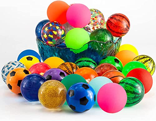 OBTANIM 100 Pieces Colorful Bouncy Balls Bulk Mixed Pattern High Bouncing Balls for Kids Party Favors, Prizes, Birthdays G...