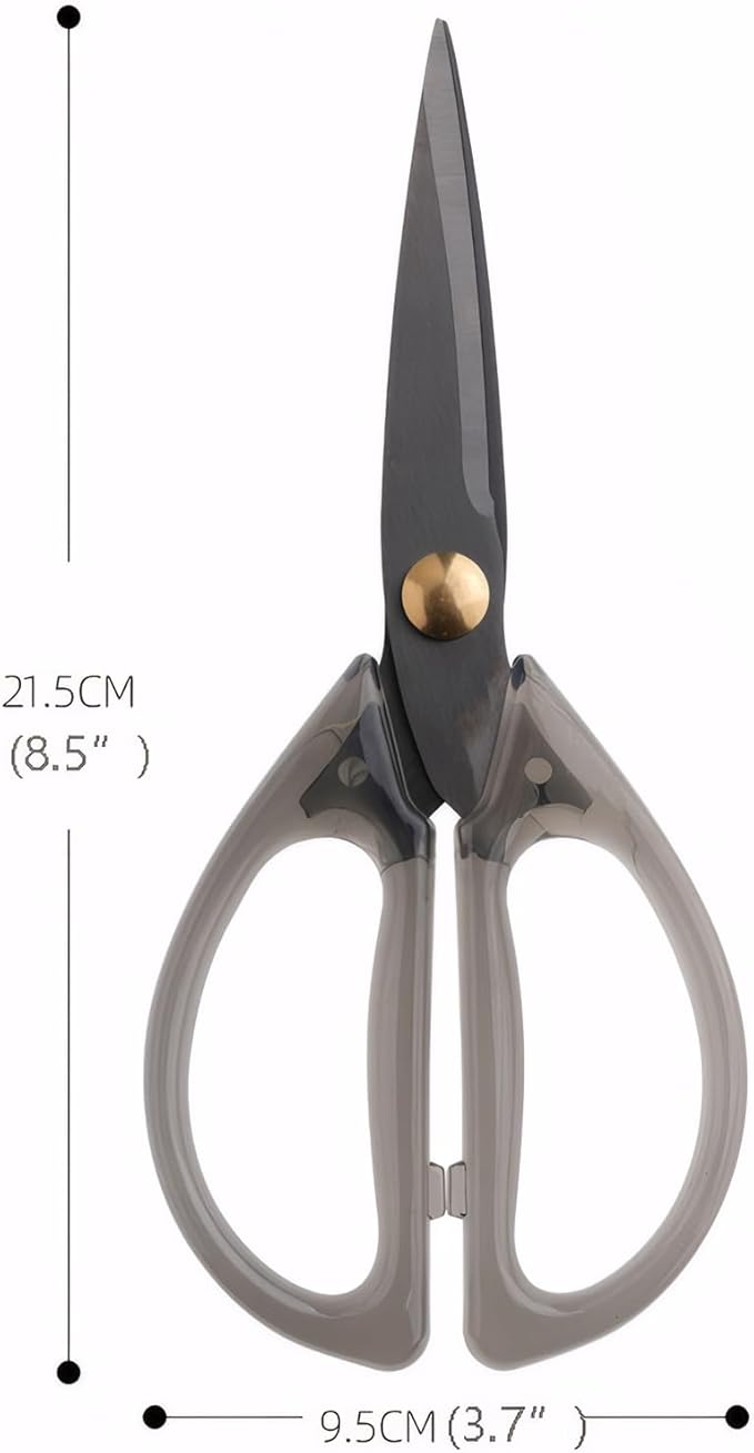 Jasni Transparent Handle Stainless Steel Sharp Powerful Kitchen Scissors Multi-Purpose Heavy Duty Food Scissors Kitchen Shears Chicken Poultry bone fish scales (2PC Black and White)