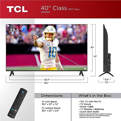 TCL 40-Inch Class S3 1080p LED Smart TV with Fire TV (40S350F, 2023 Model), Alexa Built-in, Apple AirPlay Compatibility, S...