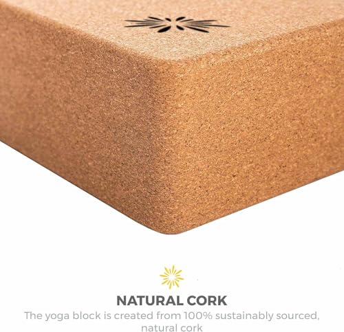 Sunshine Yoga 3" Cork Yoga Block, 6 Pack Bulk Yoga Blocks, Firm and Supportive Yoga Brick for Stretching, Pilates, and Wor...