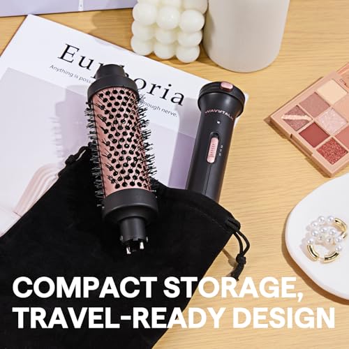 Wavytalk Thermal Brush, 1 1/2 inch Heated Round Brush with Detachable Head, Velvet Pouch and Dual Voltage for Travel, Easy...