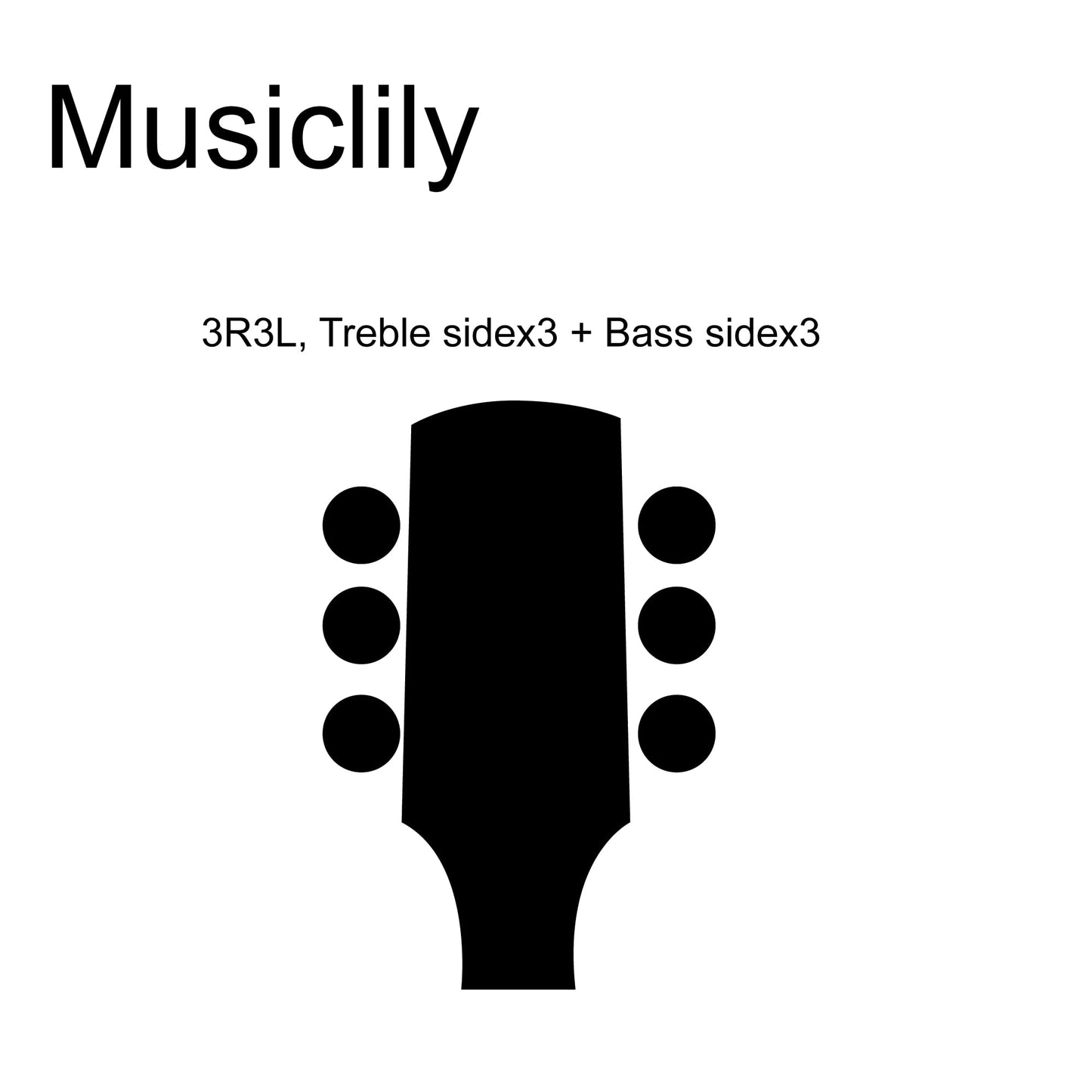 Musiclily 3+3 Sealed Bass Tuning Pegs Keys Machine Head Tuners For Precision Bass Or Jazz Bass, Black