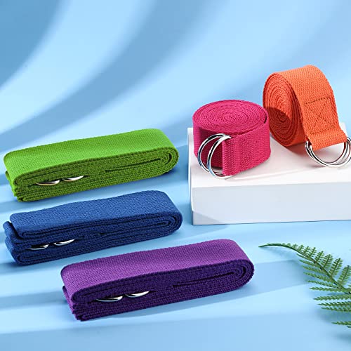 10 Pcs Yoga Strap 8ft Yoga Stretching Exercise Band Stretching Belt with Adjustable Metal D Ring Buckle Loop for Pilates, ...