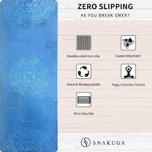 SNAKUGA Travel Yoga Mat, Non Slip Exercise Suede Mat with Carry Bag, All-Purpose Fitness Mat with High Density Anti-Tear S...