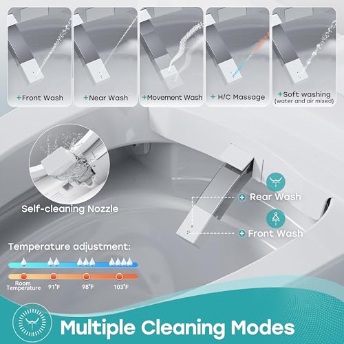 HOROW T38 Artistic Smart Toilet, Bidet Toilet with Powerful Flush, Auto Open/Close Lid, Instant Warm Water, Elongated Heat...