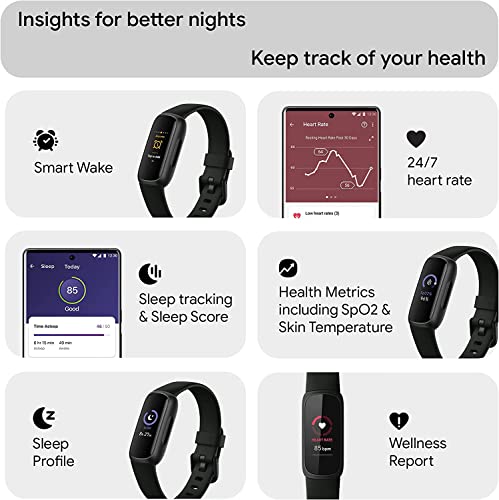 Fitbit Inspire 3 Health & Fitness Activity Tracker (Black) with Workout Intensity, Sleep Tracking, Heart Rate, S & L Band...