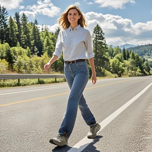 NORTIV 8 Women's Waterproof Hiking Shoes with Arch Support Outdoors Leather Walking Trekking Camping Tennis Workout Cross ...