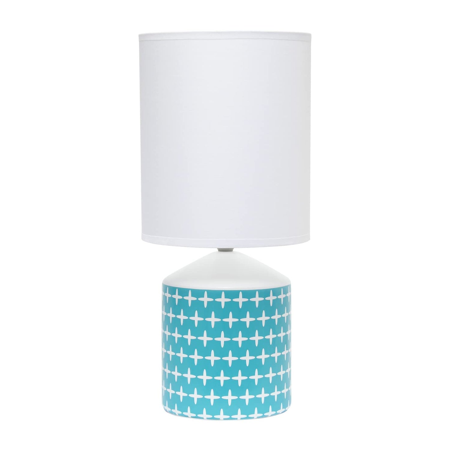 Simple Designs Table Lamp LT2077-CRS Ceramic Cross Pattern Blue 8.5inL x 8.5inW x 18.5inH