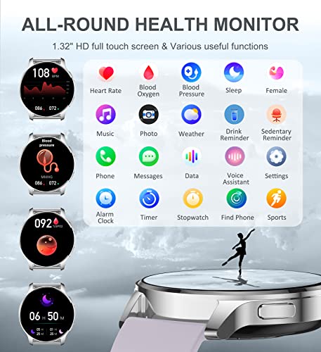 Smart Watch for Women (Answer/Make Call), Fitness Tracker for Android and iOS Phones Waterproof Smartwatch with 1.32" HD F...