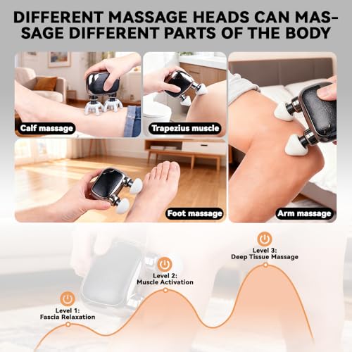 Pudthin Pocket Force Mini Travel Massage Gun, Dual-Head High-Power Deep Tissue Body Massagers, Brushless Quiet Motor,10mm ...