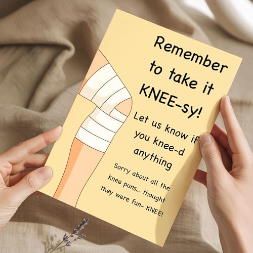 Funny Knee Surgery Get Well Soon Card – Take It Knee-sy Recovery Pun Greeting Gift for Friends, Family, Coworkers, Men, Wo...