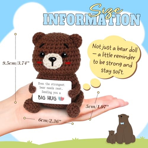 Glydein Get Well Gifts for Women After Surgery, Handmade Positive Bear Crochet Decor, Thinking of You Feel Better Gift for...