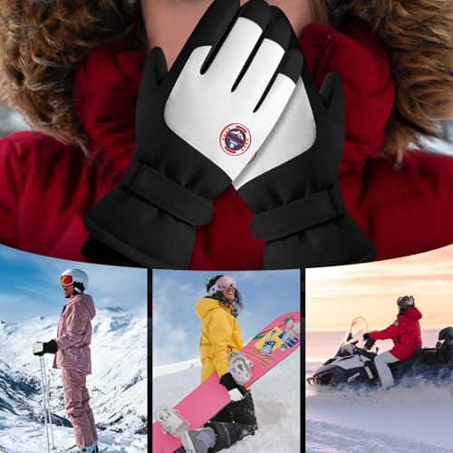 WishLotus Winter Ski Gloves for Women Men, Snow Warm Gloves with Anti-Lost Buckle for Skiing Biking Hiking in Cold Weather