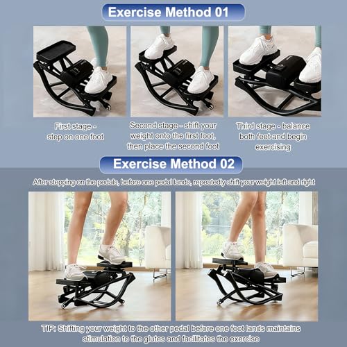 WIKONALK Low-Impact Lateral Rocking Fitness Stepper for Knees and Joints,Home Workout Machine,Rock Stepper Machine with Di...