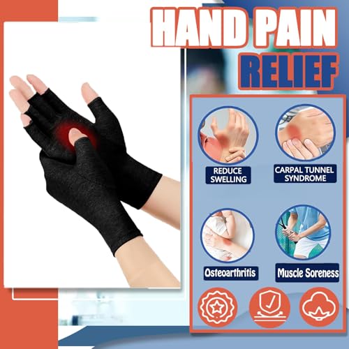 Utaly Fingerless Recovery Gloves Stretchy Hands Office Unisex Half Finger Joint Support Gloves