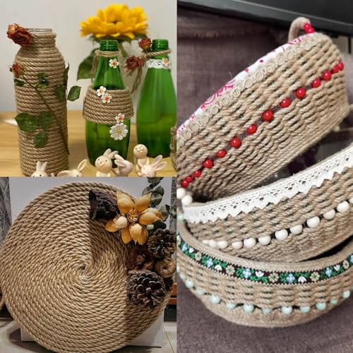 ILIKEEC 328 Feet Jute Rope, 6mm 4-Ply Thick Jute Twine String for Floristry, DIY Arts Crafts, Gardening Bundling and Cat S...