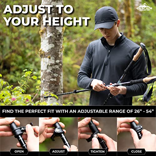 Cascade Mountain Tech Trekking Poles - Carbon Fiber Monopod Walking or Hiking Sticks with with Accessories Mount and Adjus...