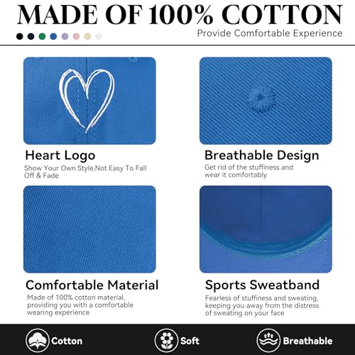 Zando Trendy Valentines Heart Baseball Caps for Women Men Girls Dad Adjustable Cute Cotton Ball Cap for Golf Tennies Travel