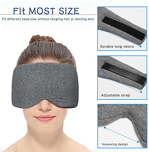 SUWEISHI 2 Pack 100% Cotton Ultra Soft Sleep Mask, Zero Pressure Natural Smooth Eye Cover with Adjustable Strap, Ultimate Sleeping Aid, Blocks Light, Comfortable Blindfold for Airplane/Nap/Travel