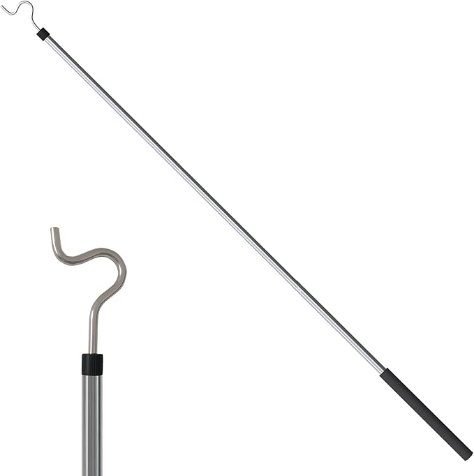Greeily Clothes Hook Pole, Clothes Hanger Reaching Hook for Hanging Clothes Light and Plants Extendable from 35" to 50" Ma...