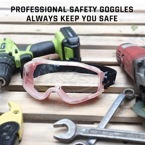 UKNOW Safety Goggles Over Glasses - Anti-Fog Clear Lens - ANSI Z87.1 Certified Eye Protection for Lab Work, Industrial Use