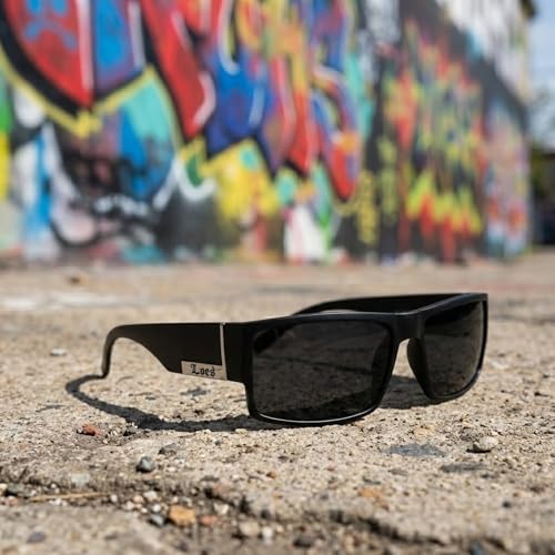 Locs Mens Flat Top Gangster Sunglasses Black Silver Frame 91026 (Matte Black)