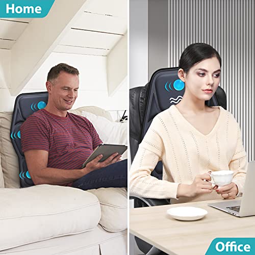 AIVEISI Massage Seat Cushion Pad with Heat 9 Massage Style Lumbar Support Function, Fatigue Stress Relief Back Massager Ch...