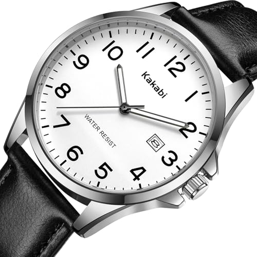 Kakabi Watch for Men, Fashion Minimalist Wrist Watch Waterproof Quartz Analog Date with Leather Strap