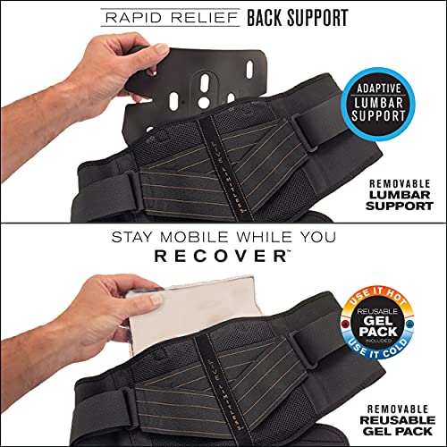 Copper Fit Unisex Adult Rapid Relief Back Support Brace with Hot/Cold Therapy, Black, Adjustable
