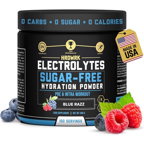 HRDWRK Electrolytes Powder with Magnesium, Potassium - Sugar Free Electrolytes Boost Endurance and Reduce Fatigue with Thi...