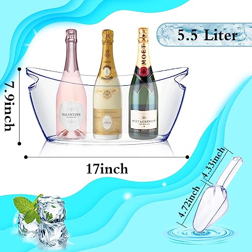 Ice Bucket for Parties 5.5 Liter Large Clear Champagne Beer Tub Mimosa Bar Supplies Kit Acrylic Plastic Wine Beverage Buck...