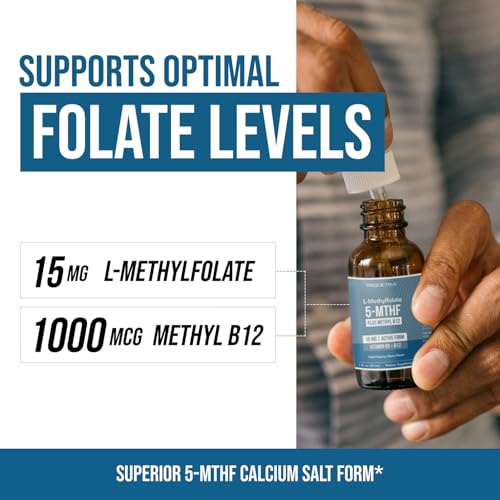 L Methyl Folate 15mg Plus Methyl B12 Cofactor – Organic Berry Flavor, High Potency Liquid Sublingual Active 5-MTHF Form - ...