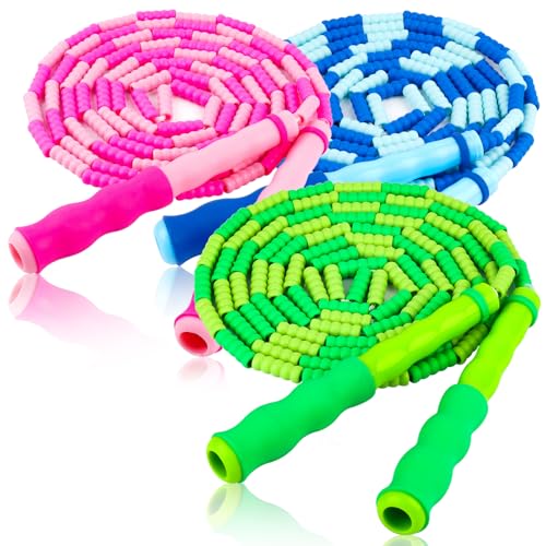 Jump Rope for Kids, 9 Ft Adjustable Jump Ropes for 4 5 6 7 8 10 12, Segmented Soft Beaded Jumping Rope Age 8-12, Tangle Fr...