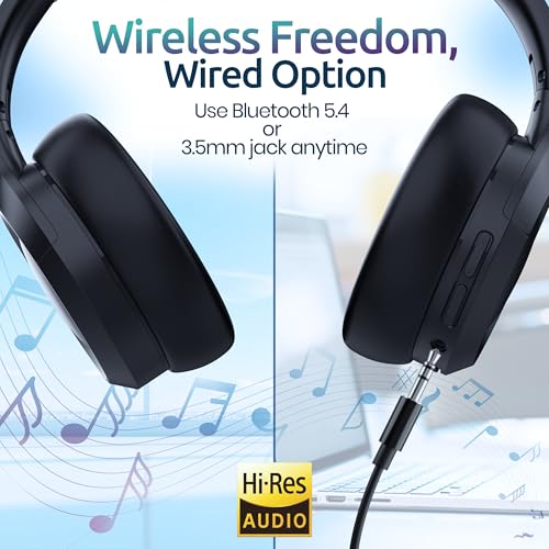 Active Noise Cancelling Headphones, Bluetooth Over Ear, Hi-Fi Stereo,100H Playback Time, High-Resolution Audio, Water Resi...