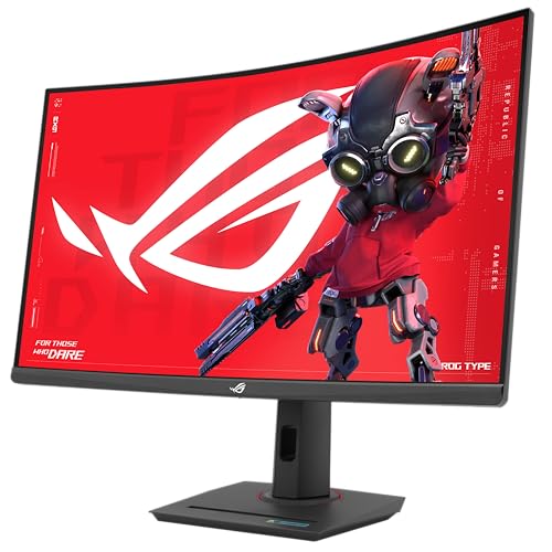 ASUS ROG Strix 32” 1440P USB-C Curved HDR Gaming Monitor (XG32WCS) - QHD, 180Hz, 1ms, Fast VA, Extreme Low Motion Blur Sync, FreeSync, DisplayWidget, Tripod Socket, AI Technology, 3 yr Warranty
