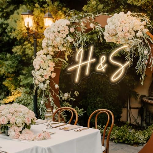 Custom Initials LED Neon Sign for Wedding Neon Light LED Backdrop Wall Decor Personalized Last Name Letter Sign Wedding Re...