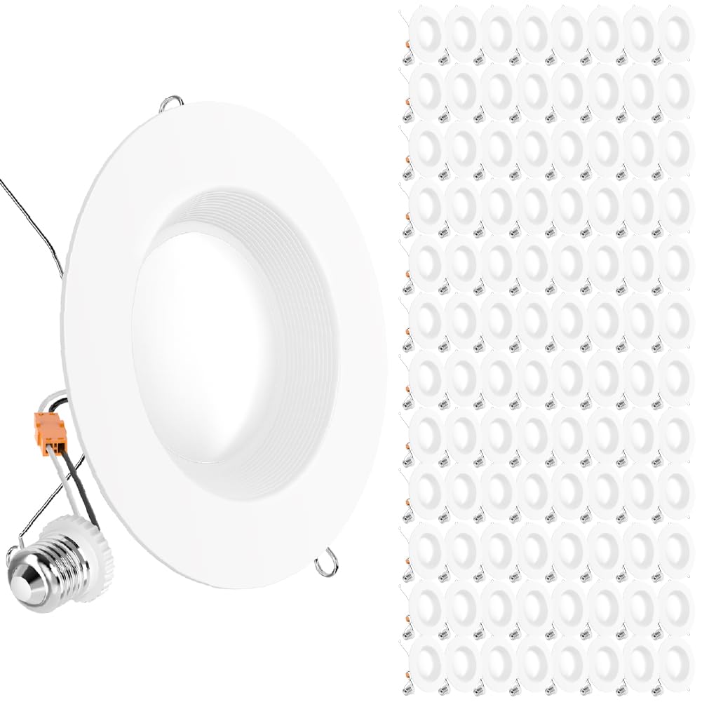 Sunco 96 Pack 6 Inch LED Recessed Light, Retrofit Downlight Can Lights for Ceiling, Baffle Trim, 1050 LM, 13W (75W Equivalent), 5000K Daylight, Dimmable, Damp Rated UL.