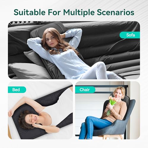 Snailax Massage Mat with Heat, Back Massage Pad for Bed, Chair, 10 Motors Vibrating Massage Mattress Pad with 2 Heating Pa...